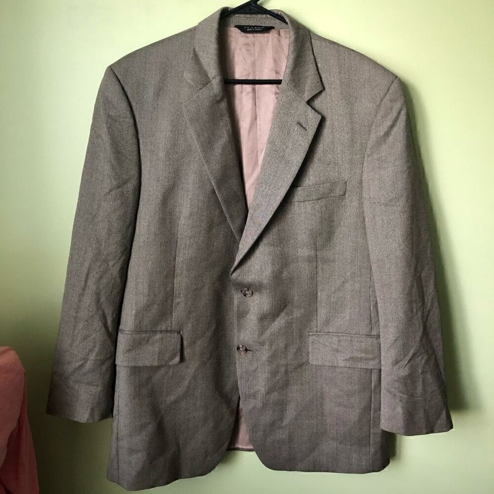 Jos. A. Bank Mens Executive Sportcoat 43R Taupe 100% Loro Piana Wool Travel